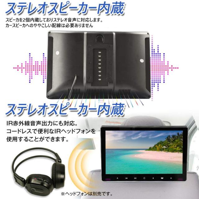 【2024 新型】 スロットインで出し入れラクラク IPS液晶搭載で 大画面11.6インチヘッドレストモニター DVDプレーヤー CPRM対応 車載 全視