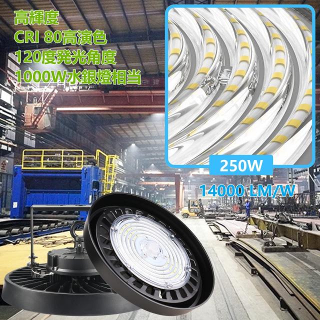 LED高天井照明 250W LED高天井灯[1.5M配線プラグ付] 100-277V 5000K昼白色 35000LM(2000W水銀灯相当） UFO型LEDハイベイライト[5年保証]_2