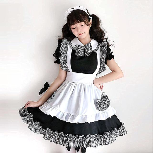 メイド服 白と黒 フリル付き メイド服 白と黒 フリル付き ヘッドドレス付き - メルカリ