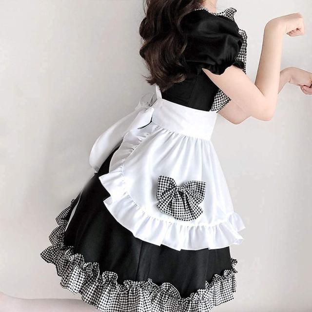 JUNDOMECY] 可愛い チェック柄 メイド服 高品？セット 大きい sサイズ