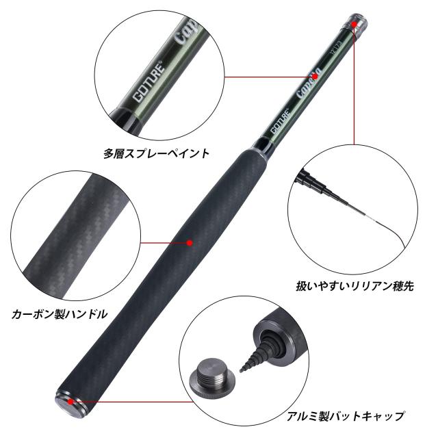 Goture テンカラロッドセット 3.6m 渓流竿 テンカラ竿 軽量 炭素