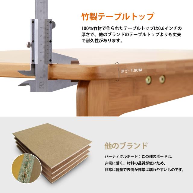 Forevich 竹製サイドテーブル コ字型 ベッドサイドテーブル
