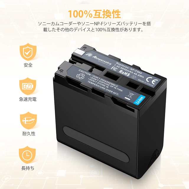 NP-F970交換バッテリー6600mAh Sony NP F970