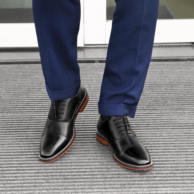[フォクスセンス] 革靴 メンズ ビジネス ドレス シューズ 高級紳士靴 本革 軽量・防水 ブラック 26.5cm C9010-01