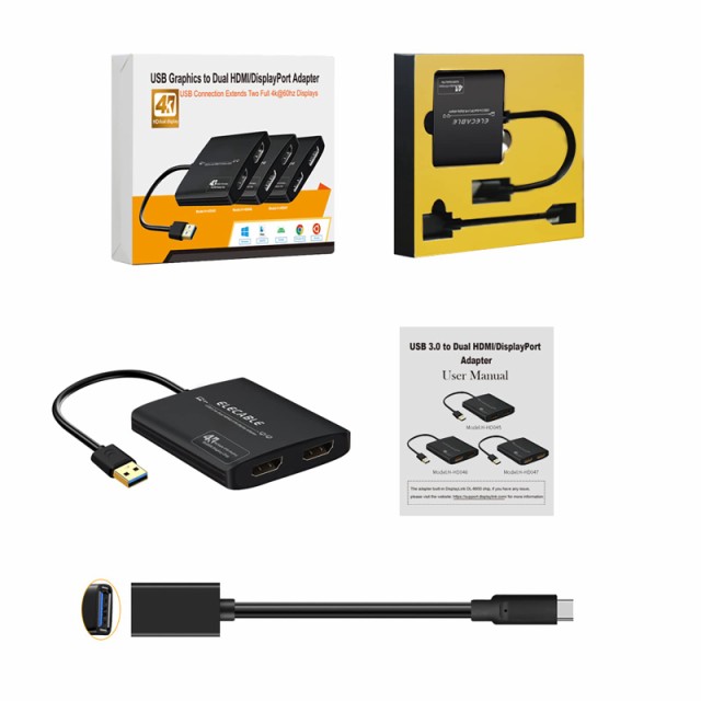 USB 3.0 - デュアルHDMIアダプター - 4K+4K 60Hz Ultra HD - 内蔵DisplayLink DL6950チップ - 画面を複数のモニターテレビに拡張 Windowsの通販は USB 3.0 - デュアルHDMIアダプター - 4K+4K 60Hz Ultra HD - 内蔵DisplayLink DL6950チップ - 画面を複数のモニターテレビに拡張 Windowsの通販は