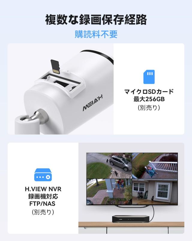 【4K画質・フルカラー撮影・双方向音声】H.View 防犯カメラ 4K 800万画素 24/7フルカラー カメラ カラー暗視 POE給電カメラ 有線接続 WDR_4