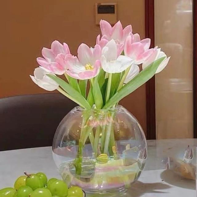 ガラス フラワーベース 花瓶 丸い 円形 丸型 花器 ガラス 大