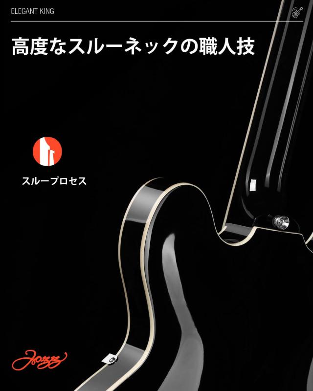 Donner セミアコギター エレキギター セミアコースティックギター セミホロウボディ ダブルカッタウェイ Jazz Electric Guitar with Semi_5