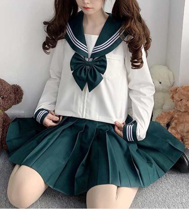 ニャンコ] の爪 セーラー服 長袖 グレー 白い コスプレ JK制服 蝶結び