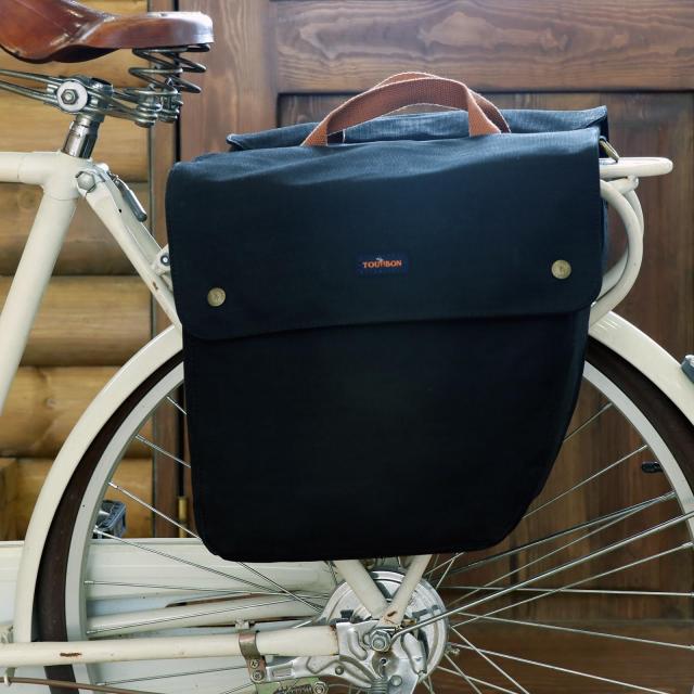 TOURBON 自転車 リアバッグ 複数の仕切り パニアバッグ 大容量 フレームバッグ バイク 通勤 通学 ブラック_1