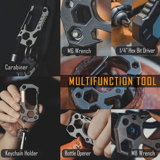 KeyUnity KU01 EDCマルチツール チタン メンズ カラビナキーホルダー