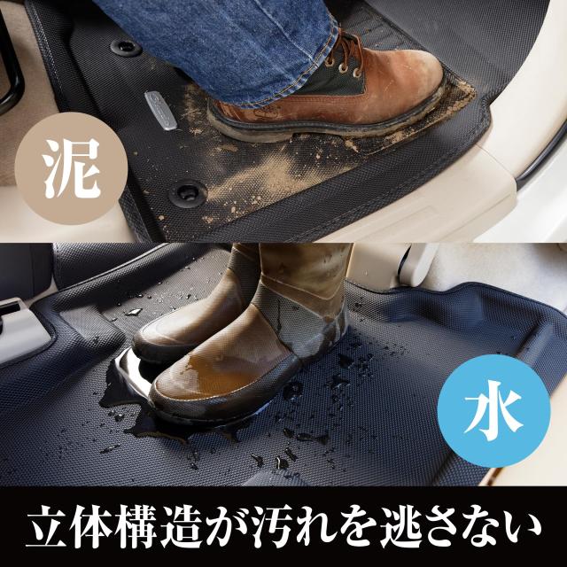 クラッツィオ(Clazzio) フロアマット 立体タイプ 1台分セット タフト 2WD車 R2(2020)/6 NEWラバータイプ ブラック ED-6541 【5EEDB6541K_3