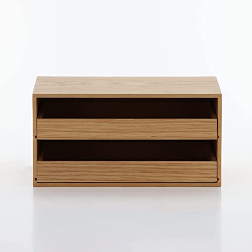 無印良品 木製トレー収納2段引出 約幅25.2x奥行17x高さ12.6cm