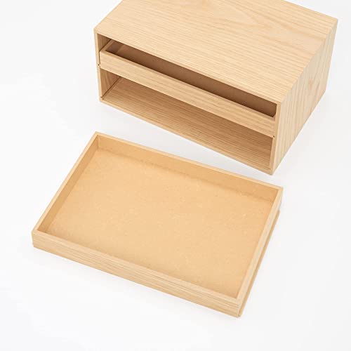 無印良品 木製トレー収納2段引出 約幅25.2x奥行17x高さ12.6cm