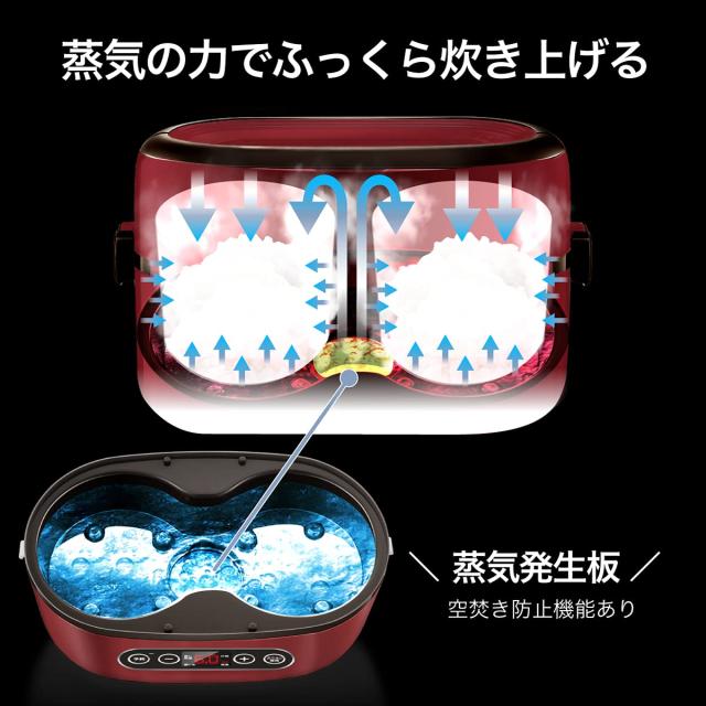 ソウイ (SOUYI) コンパクト マルチ 炊飯器 1合 [ タイマー予約/保温機能 ] ライスクッカー ひとり暮らし用 ミニ炊飯器 小型炊飯器 (レッ_1