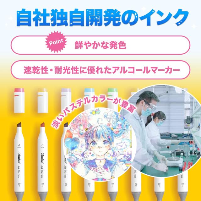 Ohuhu マーカーペン 120色121本 パステル 太細両端 イラストマーカーペン プロ イラスト アルコール ブレンダーペン付き カラー Bセット_2