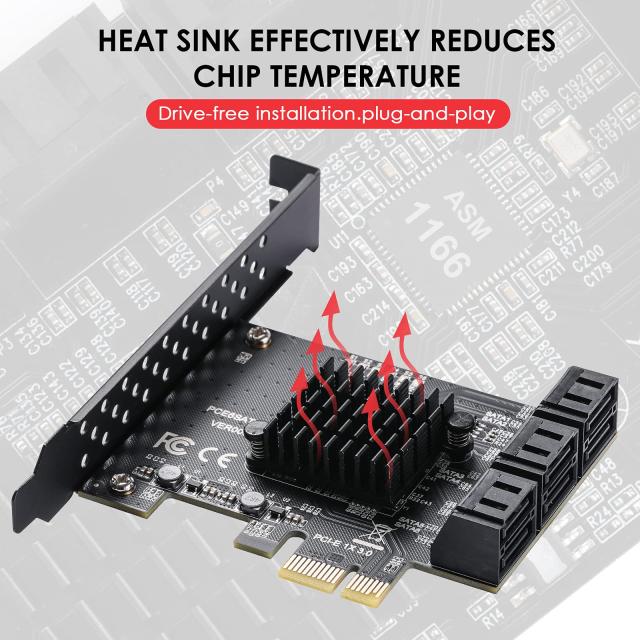 MZHOU PCI Express SATA3.0 増設ボード 6ポートSATAカード 6Gbps