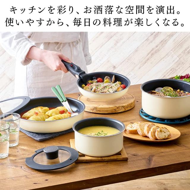 アイリスオーヤマ フライパン 鍋 セット フライパンセット ガス火 IH対応 11点セット 取っ手の取れる ダイヤモンドコーティング リコパカ_2