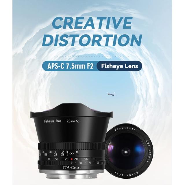 【2年保証付】TTArtisan 7.5mm F2.0 魚眼レンズ 大口径APS-C 倍率 マニュアルフォーカス カメラレンズ for キャノンRFマウント EOS R RP