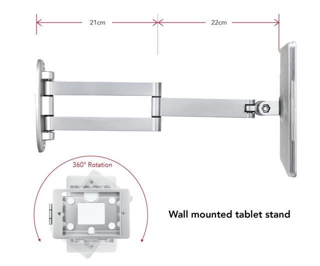 Westruggleタブレットブラケット、壁ネジ固定、引張り折りたたみ調整アーム、10.2’’iPad(9th 8th 7th Gen.)、防犯安全ロックと鍵付き、多