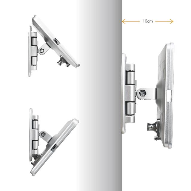 Westruggleタブレットブラケット、壁ネジ固定、引張り折りたたみ調整アーム、10.2’’iPad(9th 8th 7th Gen.)、防犯安全ロックと鍵付き、多