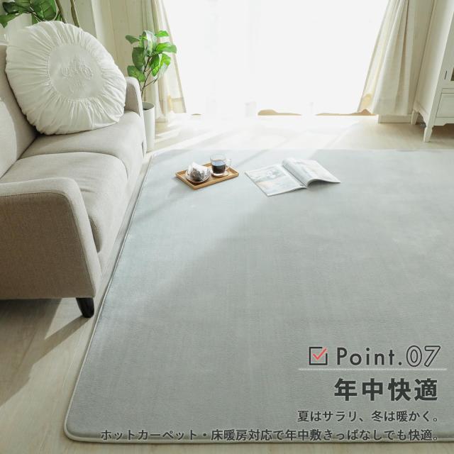 グラムスタイル ラグ ラグマット カーペット 洗える 低反発 撥水 2畳 190x190cm スーパームートプラス ストーン ライトグレー_6