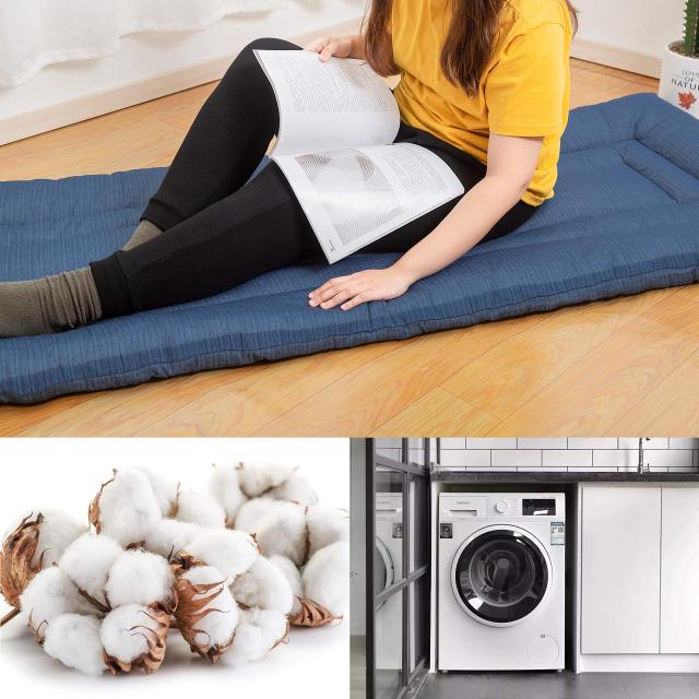 敷きふとん しじら織り ごろ寝マット シングル 綿100％ 肌に優しい ？ sunnyskies 吸汗速乾 軽量 抗菌 防臭 防ダニ 厚手 うたた寝 車中泊 の通販は