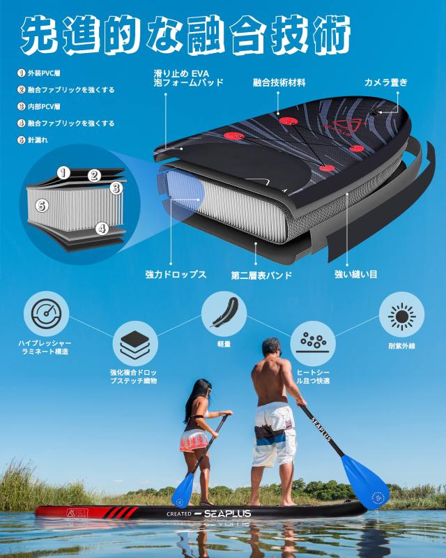 SEAPLUSサップ インフレータブル スタンドアップパドルボード SUP