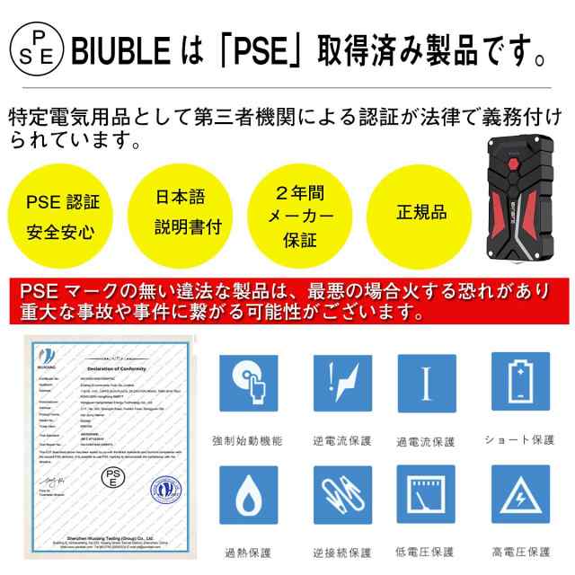 BIUBLE ジャンプスターター 21800mAh大容量 2000Aピーク電流 (最大8.0Lガソリン・6.5Lディーゼル車対応) 12V 車用エンジン スターター 車の通販はau PAY マーケット - Treasure-Moments au PAY マーケット店 | au PAY  マーケット－通販サイト