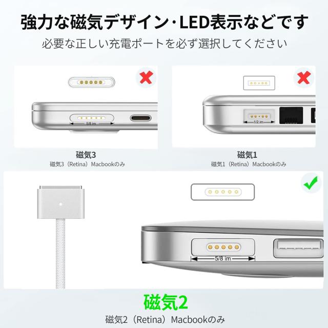 Junzhi Macbook Pro 互換 充電器 85W Mag 2 T型【PSE認証】Macbook Pro