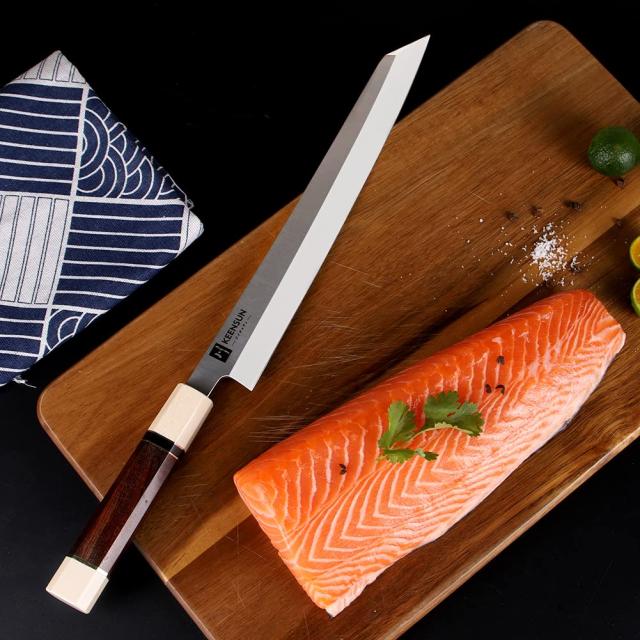 KEENSUN 包丁 切付包丁 刺身包丁 刃渡り270mm ステンレス鋼 片刃 黄檀と象牙の八角形ハンドル_1