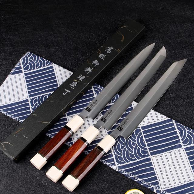 KEENSUN 包丁 切付包丁 刺身包丁 刃渡り270mm ステンレス鋼 片刃 黄檀と象牙の八角形ハンドル_5