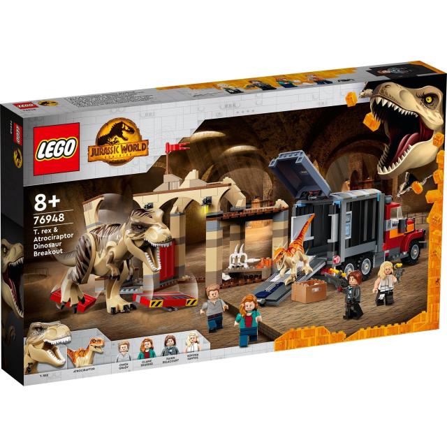 レゴ(LEGO) ジュラシック・ワールド おもちゃ 恐竜 T-レックスとアトロキラプトルの大脱走 クリスマスプレゼント クリスマス 76948 ブロ