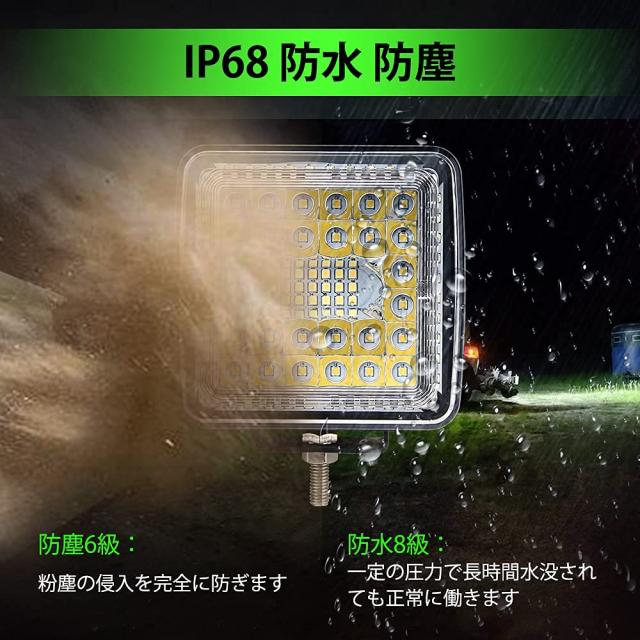 LED作業灯 12V/24V兼用 96W 48？ 30000ルーメン 広角狭角一体型 LEDワークライト LED作業灯車 アルミニウム鍛造技術 IP68防水LED作業灯 角_8