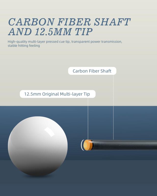 KONLLEN カーボンファイバー プールキュー 147cm 12.5mm 低たわみ ハンドインレイ 超スムーズ 大人用プールキュー_3