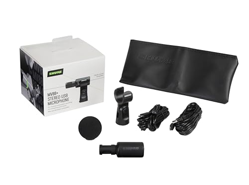 SHURE シュア MV88+ステレオ USB マイクロホン : コンデンサーマイク 録音 レコーディング 歌 楽器 ギター ドラム 演奏 実況 配信 ゲーム_1