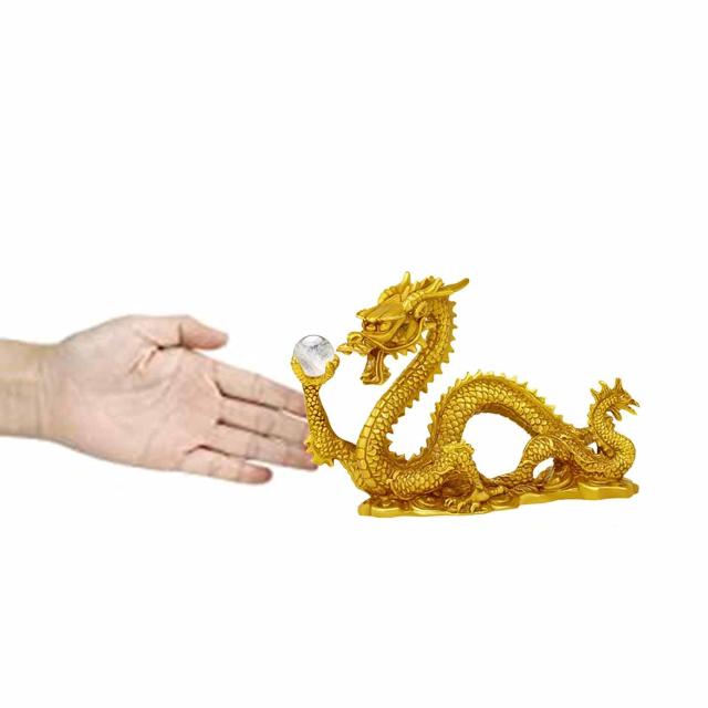 昇運金龍 龍 水晶玉持ち金龍 15mm玉水晶 金龍 五本爪 龍と水杯セット