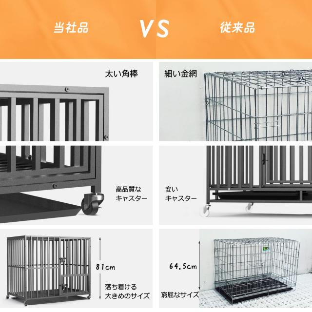 犬用ケージ スチール製 キャスター付き ペットサークル 大きめ 特大