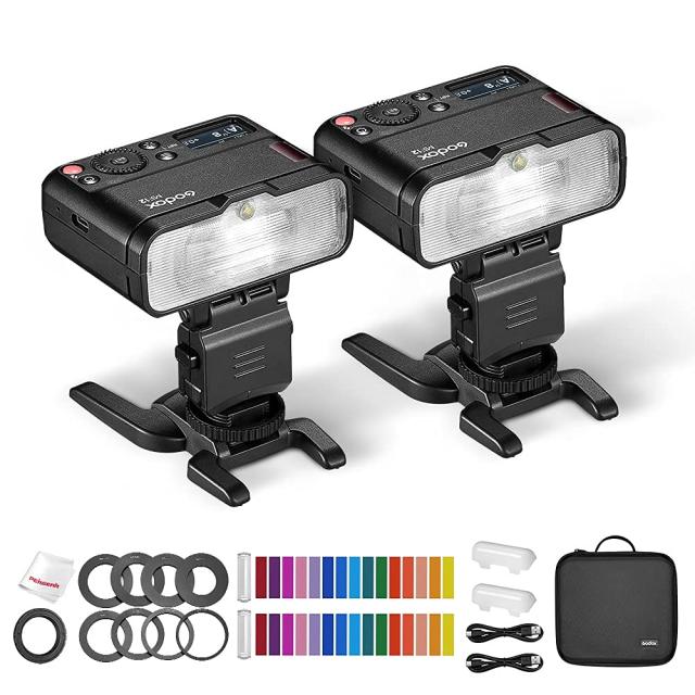 Godox MF12-K2 マクロフラッシュ 2ライトキット オフカメラ TTL フラッシュスピードライト 12W、2.4G 無線制御、TTL/M モード、内蔵 3.7V