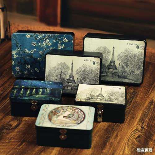 KiraKira 収納ボックス 鍵付き ブリキ缶 缶ケース 雑貨入れ 蓋