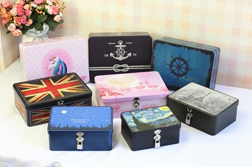 KiraKira 収納ボックス 鍵付き ブリキ缶 缶ケース 雑貨入れ 蓋