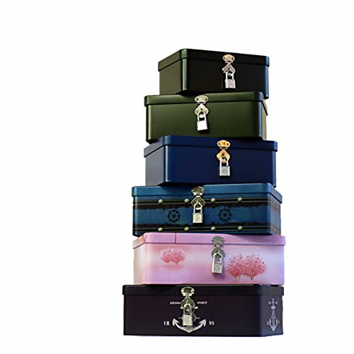 KiraKira 収納ボックス 鍵付き ブリキ缶 缶ケース 雑貨入れ 蓋