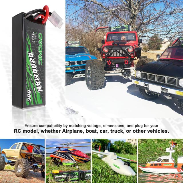OVONIC 80C 3S 5200mAh 11.1V Lipo電池、EC5コネクタ付き、arrma 1/10、1/8、1/7スケールRC自動車とトラックBugggy Truggyの2つに適用可_4