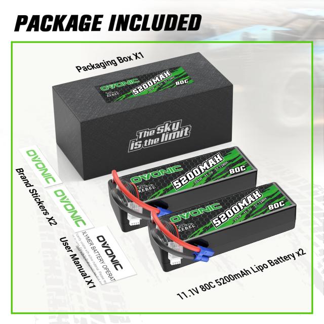 OVONIC 80C 3S 5200mAh 11.1V Lipo電池、EC5コネクタ付き、arrma 1/10、1/8、1/7スケールRC自動車とトラックBugggy Truggyの2つに適用可_5