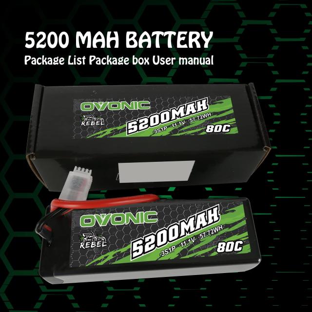 OVONIC 80C 3S 5200mAh 11.1V Lipo電池、EC5コネクタ付き、arrma 1/10、1/8、1/7スケールRC自動車とトラックBugggy Truggyの2つに適用可_6
