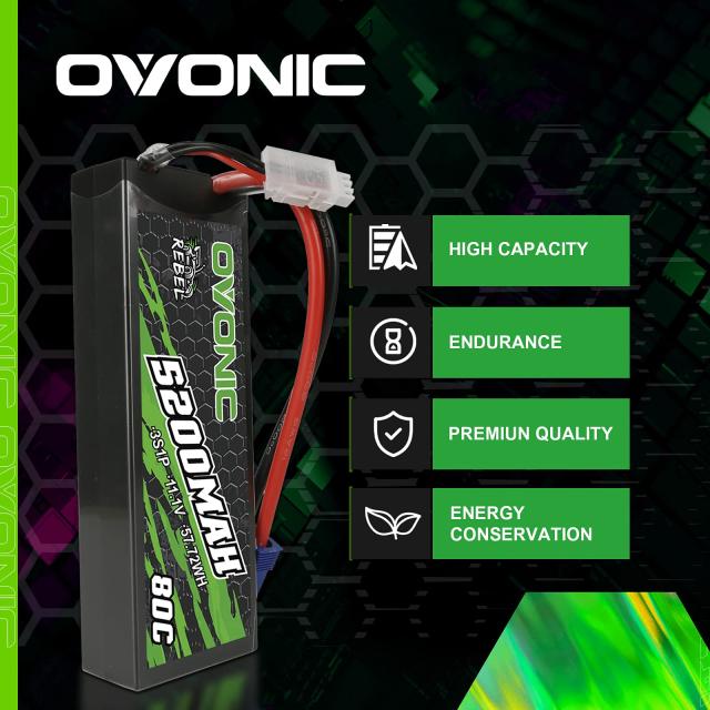 OVONIC 80C 3S 5200mAh 11.1V Lipo電池、EC5コネクタ付き、arrma 1/10、1/8、1/7スケールRC自動車とトラックBugggy Truggyの2つに適用可_7