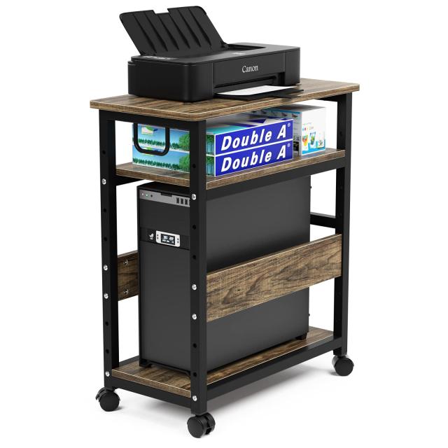 DEWEL パソコンワゴン pcワゴン cpuワゴン 3段 キャスター付き 取っ手付き 棚板高さ調節可能 幅60 奥行き30 高さ70cmの通販は