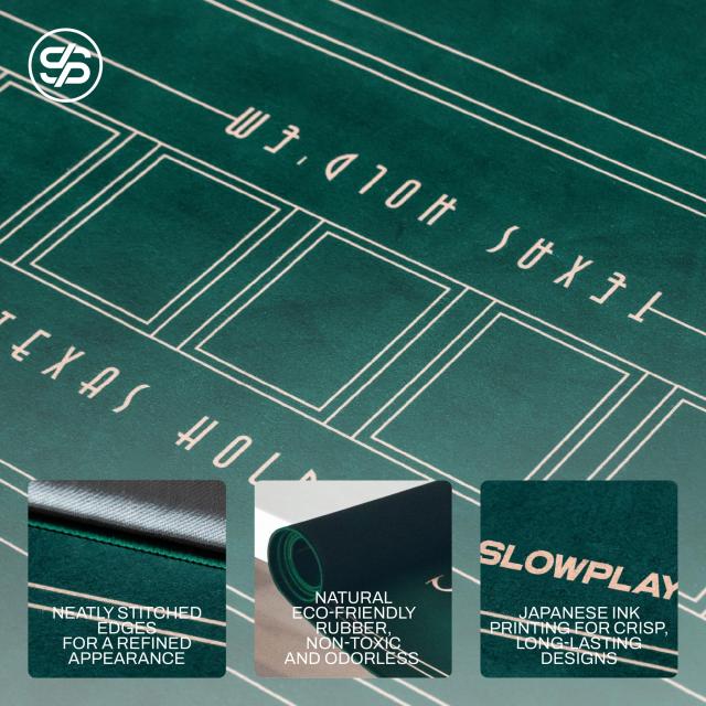 SLOWPLAY Nash ポーカーマット テキサスホールデム 240x120cm｜アール・デコ調プリント ポータブルプレイマット 滑らかな手触り 騒音軽減