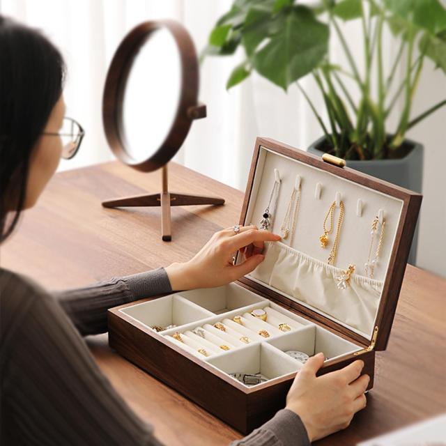 ハイエンド無垢材ジュエリー収納ボックスレディースレトロ木製
