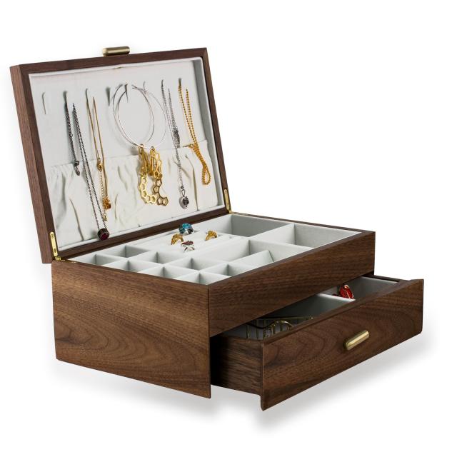ハイエンド無垢材ジュエリー収納ボックスレディースレトロ木製 二重層 ハイエンド無垢材ジュエリー収納ボックスレディース